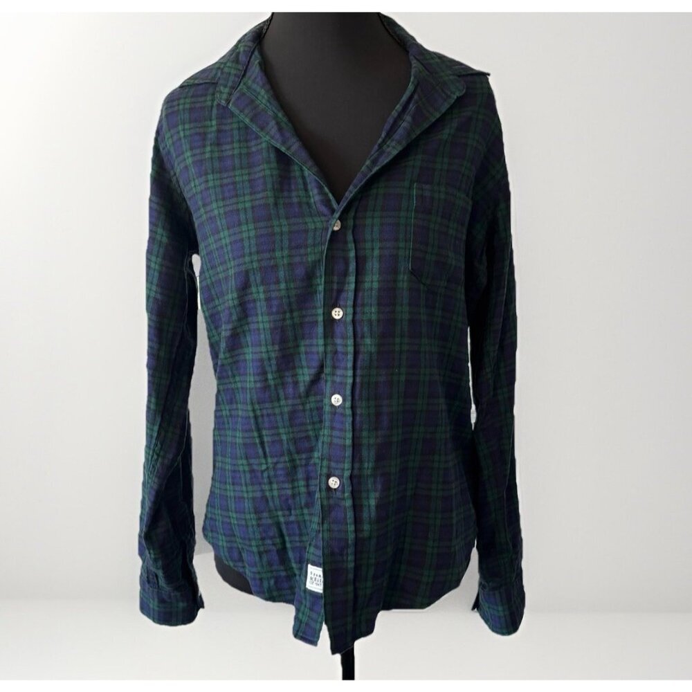 Frank & Eileen Barry Shirt Button Up Blue Green‎ Plaid Flannel Pocket Women’s XS